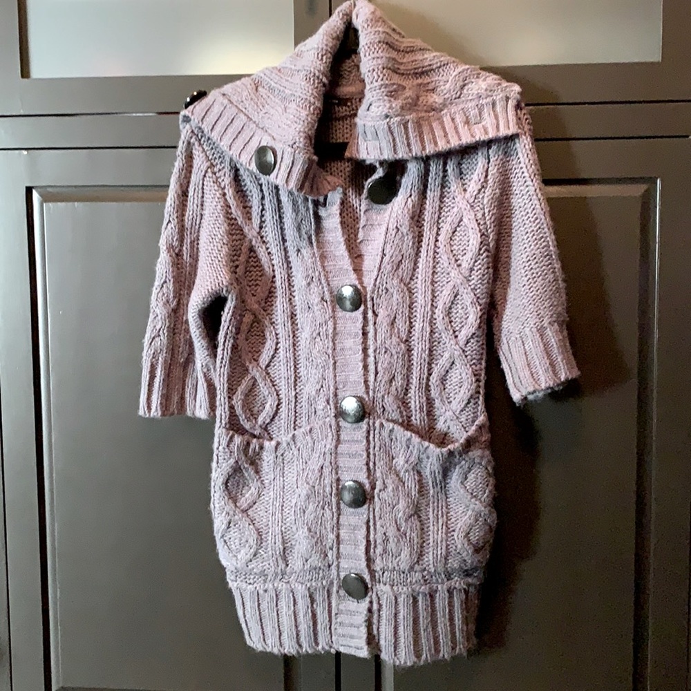 Heavy Wool Blend Sweater Cardicoat Size XS